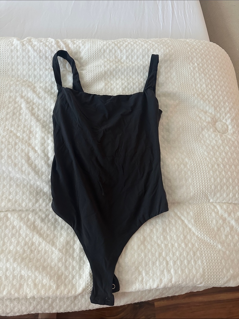SKIMS Black Scoop Neck Bodysuit with Tank Straps